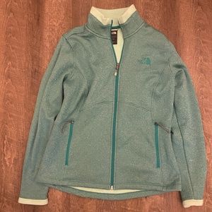 Green very worn North Face Fleece Jacket